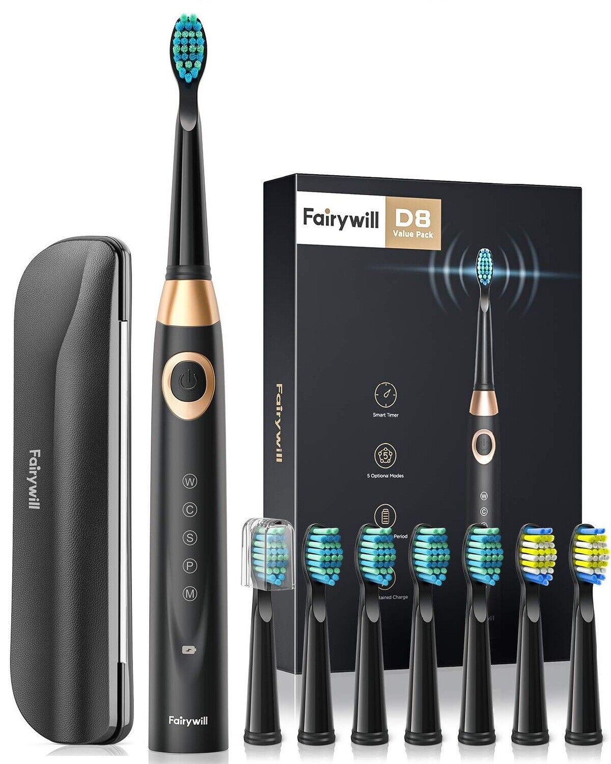 Electric Toothbrush with 8 Brush Heads